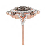 Inel din Argint 925 Placat cu Aur Roz ( 3.79 grame ) cu Diamant de culoarea Șampaniei și Diamant Alb 0.86 Carate