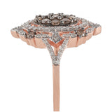 Inel din Argint 925 Placat cu Aur Roz ( 3.79 grame ) cu Diamant de culoarea Șampaniei și Diamant Alb 0.86 Carate