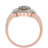 Inel din Argint 925 Placat cu Aur Roz ( 3.79 grame ) cu Diamant de culoarea Șampaniei și Diamant Alb 0.86 Carate