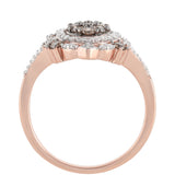 Inel din Argint 925 Placat cu Aur Roz ( 3.79 grame ) cu Diamant de culoarea Șampaniei și Diamant Alb 0.86 Carate