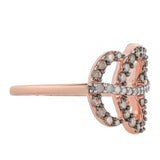 Inel din Argint 925 Placat cu Aur Roz ( 3.38 grame ) cu Diamant de culoarea Șampaniei și Diamant Alb 0.77 Carate