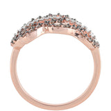 Inel din Argint 925 Placat cu Aur Roz ( 3.38 grame ) cu Diamant de culoarea Șampaniei și Diamant Alb 0.77 Carate