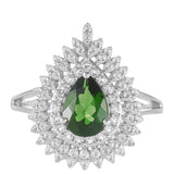 Inel din Argint 925 ( 3.27 grame ) cu Cromdiopsid și Topaz Alb 1.74 Carate
