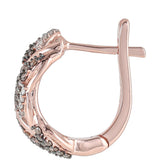 Cercei din Argint 925 Placat cu Aur Roz ( 4.5 grame ) cu Diamant de culoarea Șampaniei și Diamant Alb 0.49 Carate