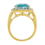 Inel din Argint 925 Placat cu Aur ( 3.97 grame ) cu Cuarț Păun și Topaz Alb 10.09 Carate