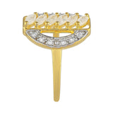 Inel din Argint 925 Placat cu Aur ( 2.43 grame ) cu Piatra Lunii Curcubeu și Topaz Alb 0.57 Carate