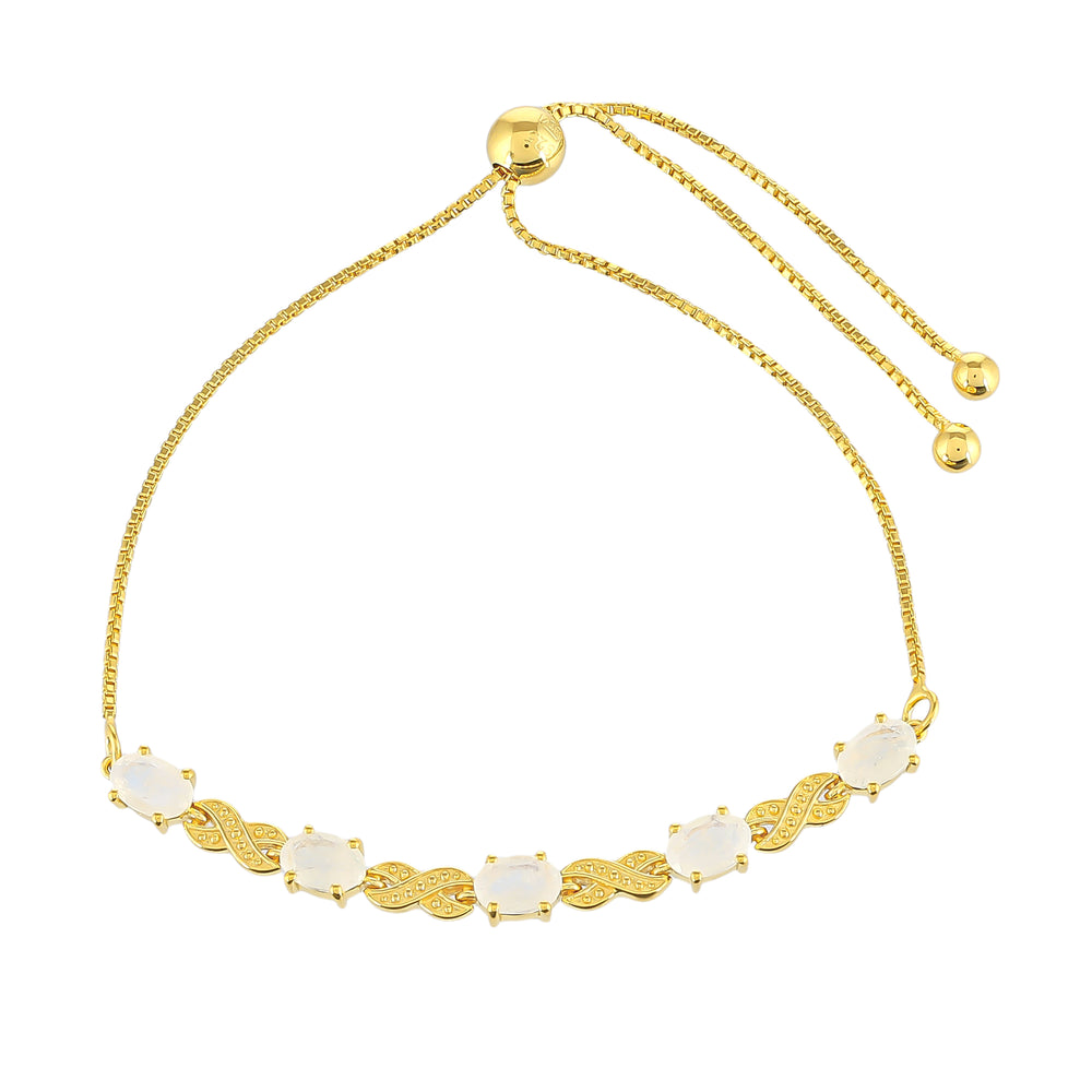 Brățară din Argint 925 Placat cu Aur ( 4.65 grame ) cu Piatra Lunii Curcubeu 2.09 Carate