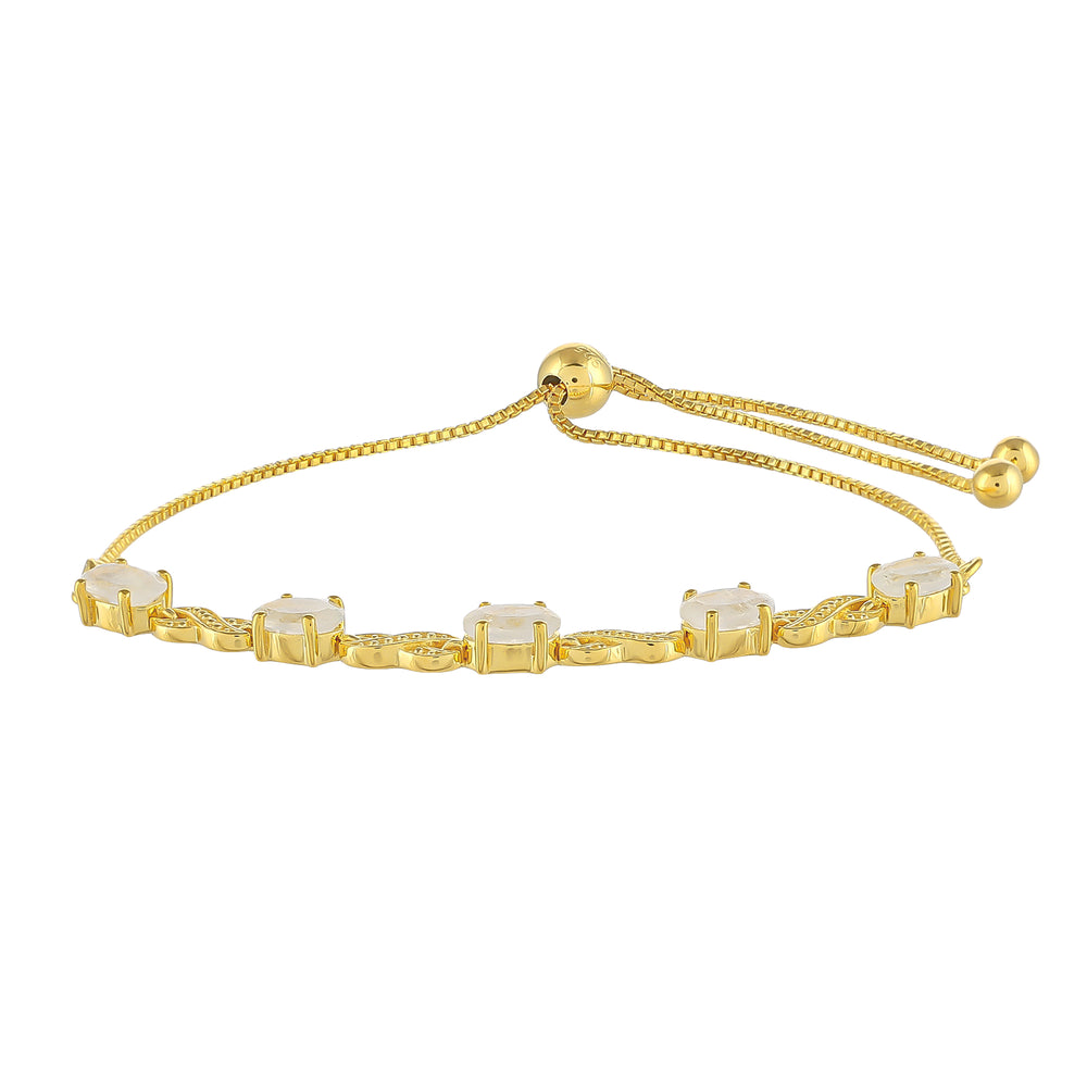 Brățară din Argint 925 Placat cu Aur ( 4.65 grame ) cu Piatra Lunii Curcubeu 2.09 Carate