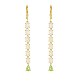 Cercei din Argint 925 Placat cu Aur ( 3.74 grame ) cu Piatra Lunii Curcubeu și Peridot 5.01 Carate
