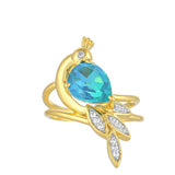 Inel din Argint 925 Placat cu Aur ( 4.03 grame ) cu Cuarț Păun și Topaz Alb 2.71 Carate