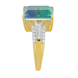 Inel din Argint 925 Placat cu Aur ( 3.64 grame ) cu Cuarț Păun și Topaz Alb 6.78 Carate