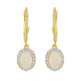 Cercei din Argint 925 Placat cu Aur ( 1.81 grame ) cu Piatra Lunii Curcubeu și Topaz Alb 2.07 Carate