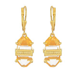Cercei din Argint 925 Placat cu Aur ( 3.24 grame ) cu Opal de Foc American și Cuarț Optic 12.77 Carate