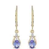 Cercei din Aur de 9K ( 1.5 grame ) cu Tanzanit AAA și Zircon Natural 0.96 Carate
