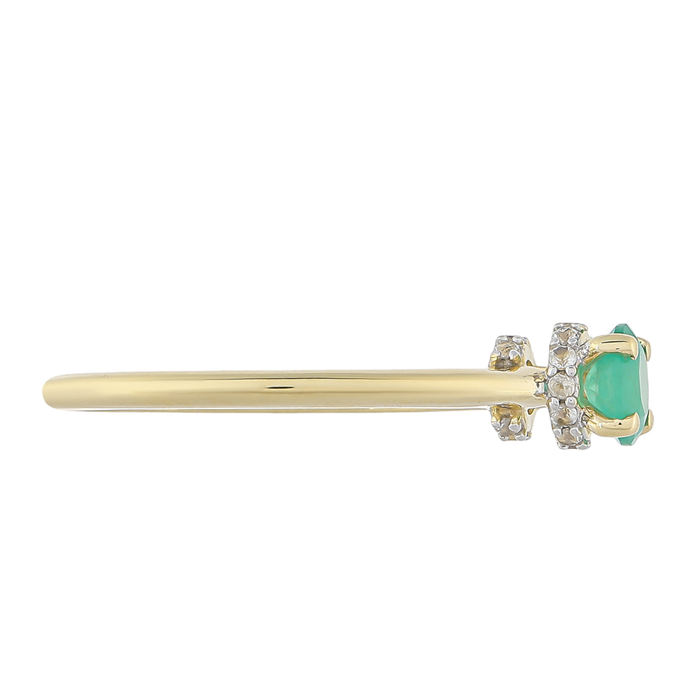 Inel din Aur de 9K ( 1.49 grame ) cu Smarald Brazilian și Topaz Alb 0.48 Carate