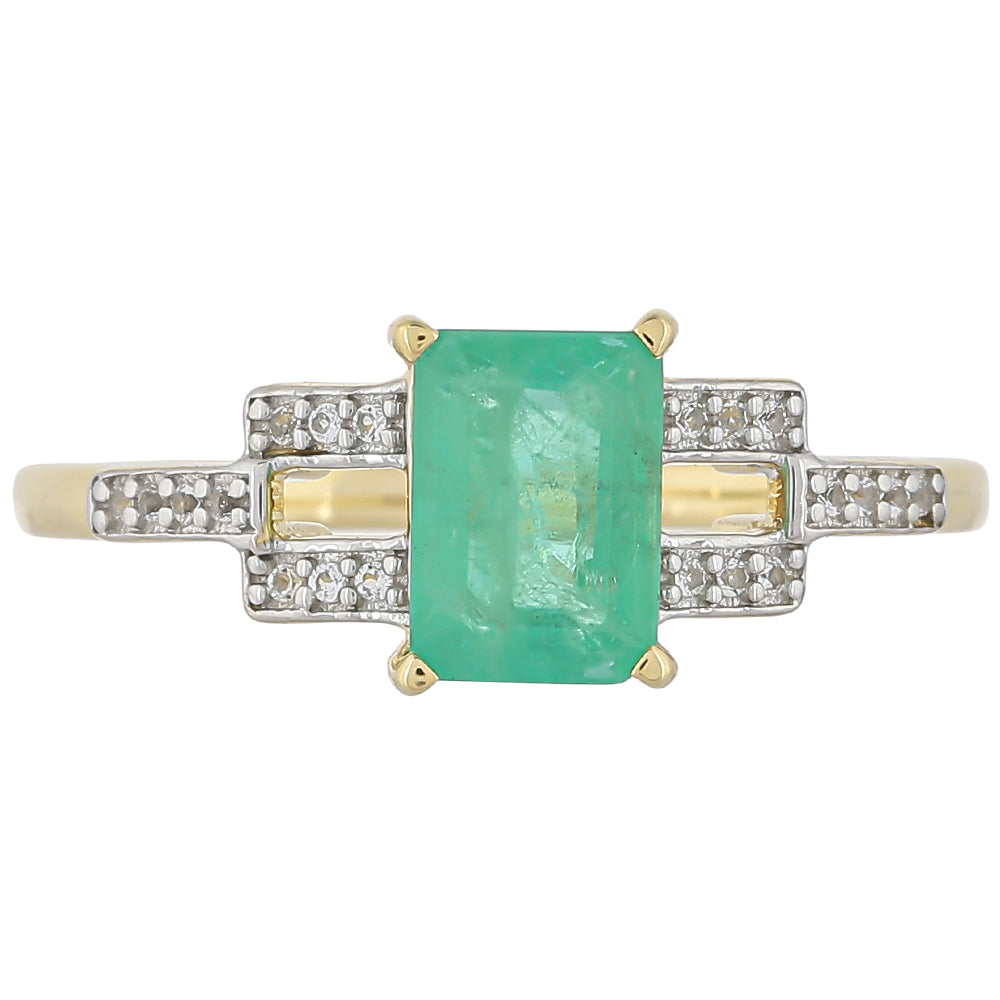 Inel din Aur de 9K ( 1.69 grame ) cu Smarald Brazilian și Topaz Alb 1.07 Carate