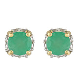 Cercei din Aur de 9K ( 0.85 grame ) cu Smarald Brazilian și Topaz Alb 0.84 Carate