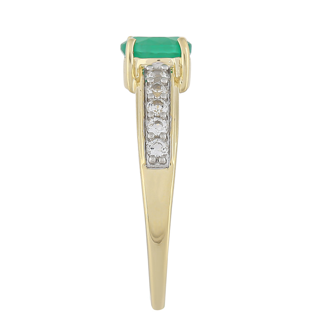 Inel din Aur de 9K ( 1.79 grame ) cu Smarald Brazilian și Topaz Alb 0.97 Carate