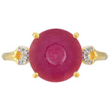 Inel din Argint 925 Placat cu Aur ( 1.75 grame ) cu Rubin Thailandez și Topaz Alb 4.07 Carate