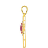Cruce Pandantiv din Argint 925 Placat cu Aur ( 2.08 grame ) cu Rubin Thailandez și Topaz Alb 2.37 Carate