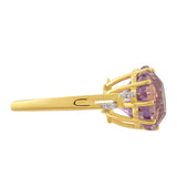 Inel din Argint 925 Placat cu Aur ( 2.3 grame ) cu Ametist Rose de France și Topaz Alb 6.1 Carate