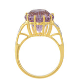 Inel din Argint 925 Placat cu Aur ( 2.3 grame ) cu Ametist Rose de France și Topaz Alb 6.1 Carate