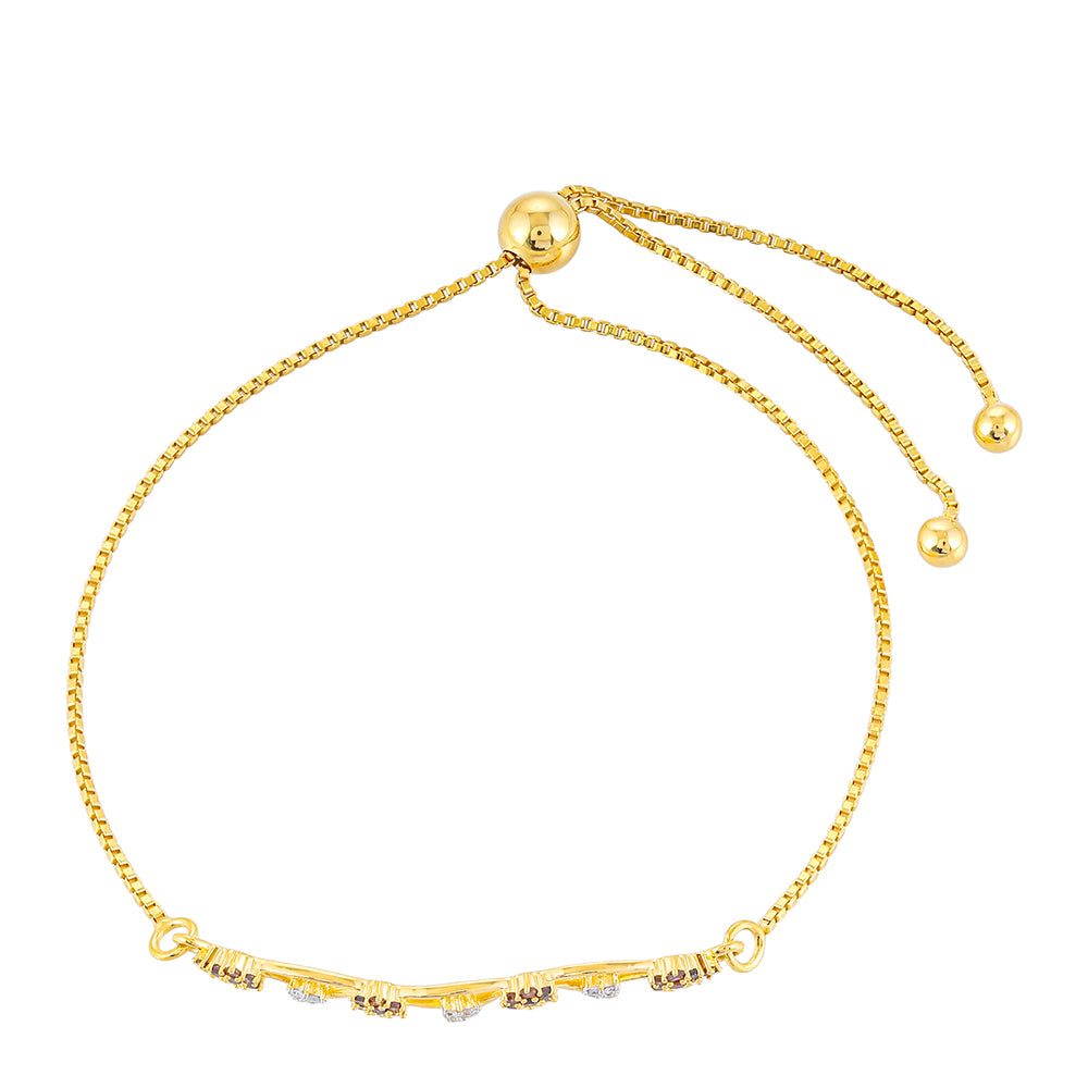 Brățară din Argint 925 Placat cu Aur ( 2.98 grame ) cu Diamant Roșu și Diamant Alb 0.26 Carate