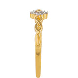 Inel din Argint 925 Placat cu Aur ( 1.57 grame ) cu Diamant Roșu și Diamant Alb 0.05 Carate