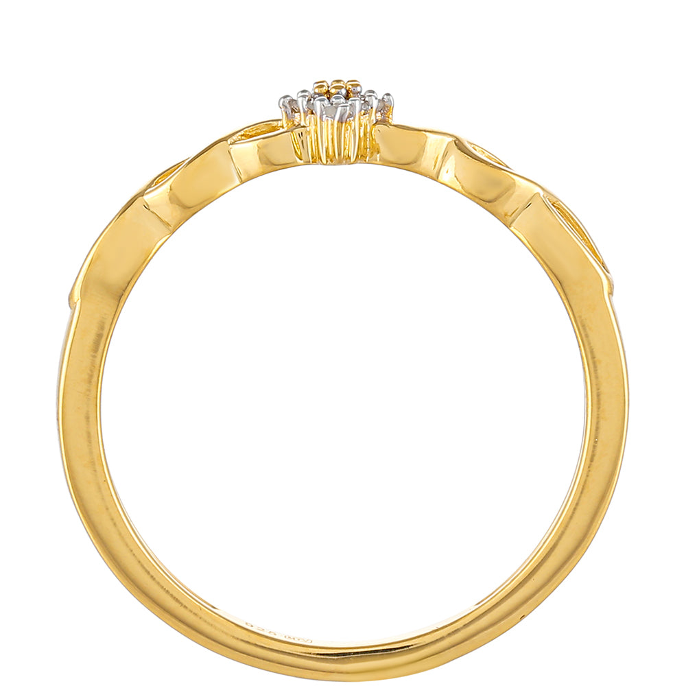 Inel din Argint 925 Placat cu Aur ( 1.57 grame ) cu Diamant Roșu și Diamant Alb 0.05 Carate