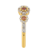 Inel din Argint 925 Placat cu Aur ( 1.96 grame ) cu Diamant Roșu și Diamant Alb 0.4 Carate