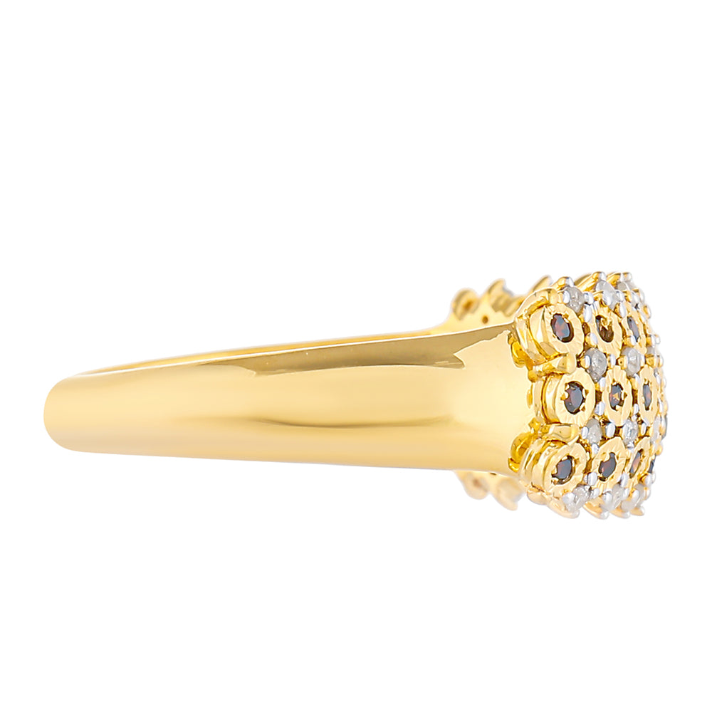 Inel din Argint 925 Placat cu Aur ( 3.09 grame ) cu Diamant Roșu și Diamant Alb 0.32 Carate