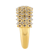 Inel din Argint 925 Placat cu Aur ( 3.09 grame ) cu Diamant Roșu și Diamant Alb 0.32 Carate
