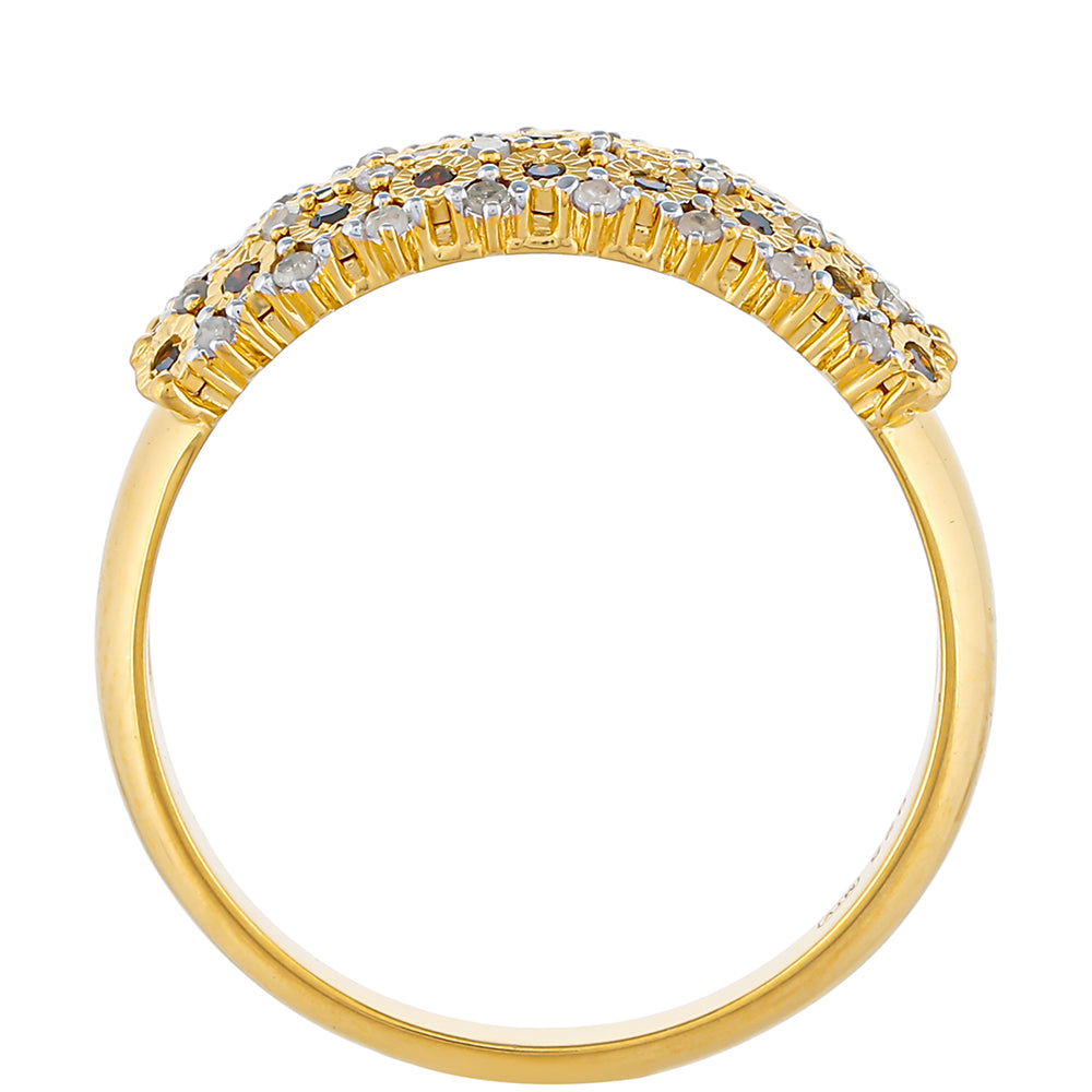 Inel din Argint 925 Placat cu Aur ( 3.09 grame ) cu Diamant Roșu și Diamant Alb 0.32 Carate