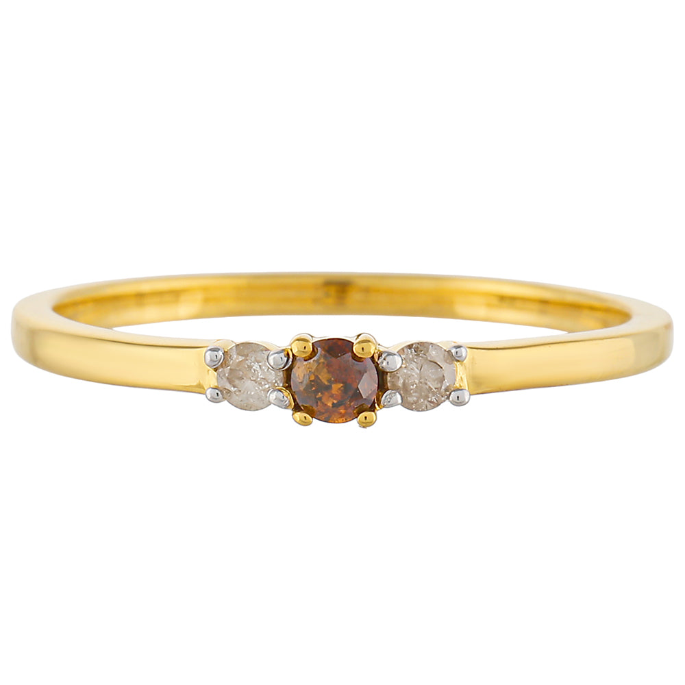 Inel din Argint 925 Placat cu Aur ( 1.25 grame ) cu Diamant Roșu și Diamant Alb 0.14 Carate