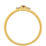 Inel din Argint 925 Placat cu Aur ( 1.25 grame ) cu Diamant Roșu și Diamant Alb 0.14 Carate