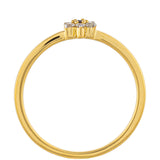 Inel din Argint 925 Placat cu Aur ( 1.53 grame ) cu Diamant Roșu și Diamant Alb 0.11 Carate