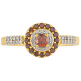 Inel din Argint 925 Placat cu Aur ( 2.43 grame ) cu Diamant Roșu și Diamant Alb 0.51 Carate