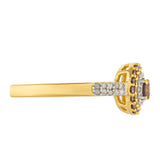 Inel din Argint 925 Placat cu Aur ( 2.43 grame ) cu Diamant Roșu și Diamant Alb 0.51 Carate