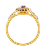 Inel din Argint 925 Placat cu Aur ( 2.43 grame ) cu Diamant Roșu și Diamant Alb 0.51 Carate