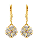 Cercei din Argint 925 Placat cu Aur ( 2.72 grame ) cu Diamant Roșu și Diamant Alb 0.38 Carate