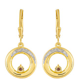 Cercei din Argint 925 Placat cu Aur ( 4.61 grame ) cu Diamant Roșu și Diamant Alb 0.12 Carate