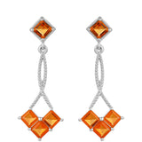 Cercei din Argint 925 ( 3.3 grame ) cu Cuarț Padparadscha 2.62 Carate