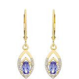 Cercei din Aur de 9K ( 1.67 grame ) cu Tanzanit AAA și Zircon Natural 0.95 Carate