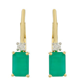 Cercei din Aur de 9K ( 0.86 grame ) cu Smarald Brazilian și Zircon Natural 1.33 Carate