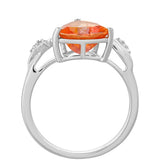 Inel din Argint 925 ( 2.32 grame ) cu Cuarț Padparadscha și Topaz Alb 2.03 Carate