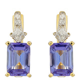 Cercei din Aur de 9K ( 2.04 grame ) cu Tanzanit AAA și Zircon Natural 2.18 Carate