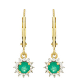Cercei din Aur de 9K ( 1.3 grame ) cu Smarald Brazilian și Zircon Natural 0.8 Carate