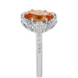 Inel din Argint 925 ( 3.19 grame ) cu Cuarț Padparadscha și Topaz Alb 2.6 Carate
