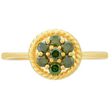Inel din Argint 925 Placat cu Aur ( 1.49 grame ) cu Diamant Verde 0.34 Carate