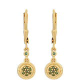 Cercei din Argint 925 Placat cu Aur ( 1.98 grame ) cu Diamant Verde 0.16 Carate